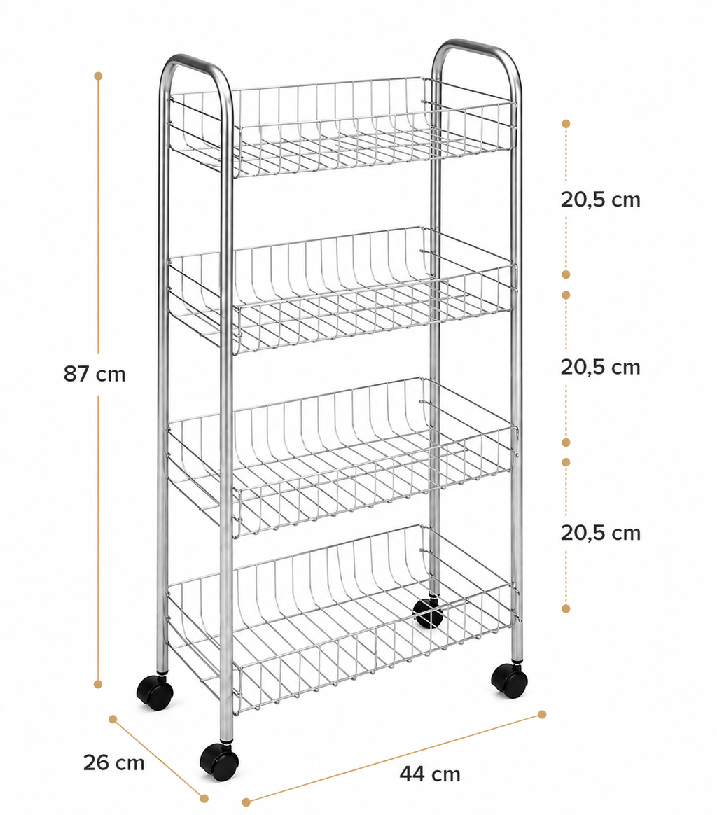 Rolbare Opbergtrolley met 4 Lagen