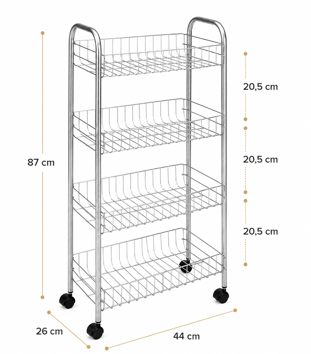 Rolbare Opbergtrolley met 4 Lagen