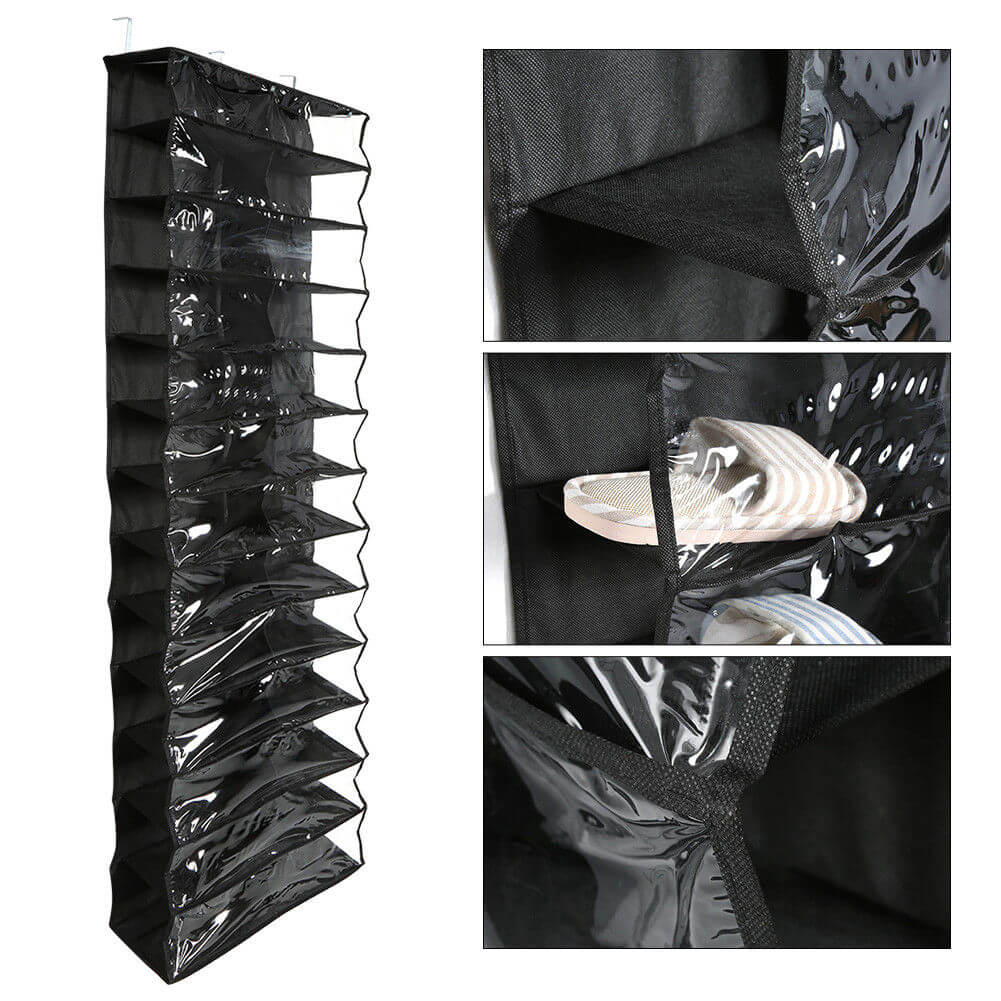 Door-mounted shoe storage black