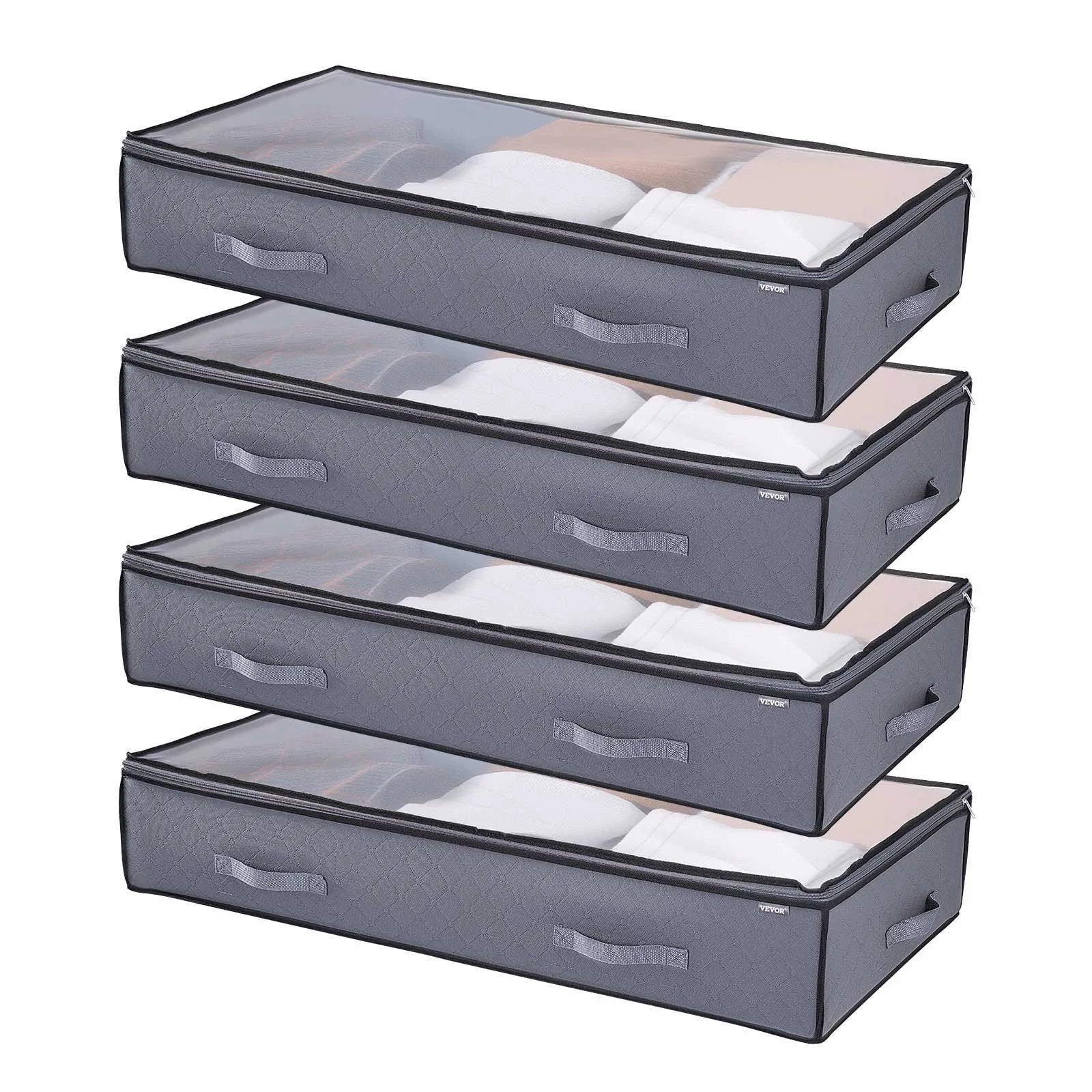 Underbed Opbergbox Set (4 stuks) – Ruimtebesparend & Opvouwbaar